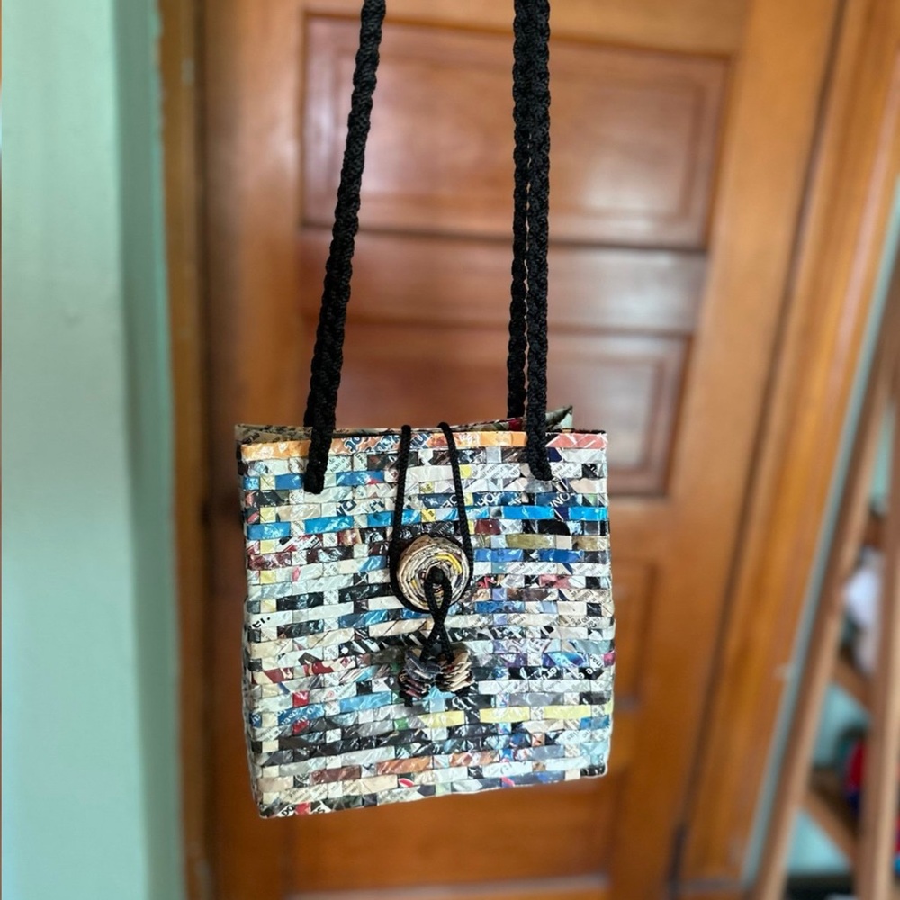 Multicolor Woven Shoulder Bag